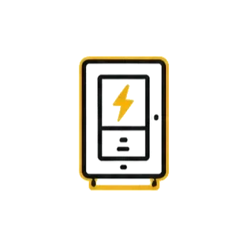 A electrical panel with a lightning bolt symbol