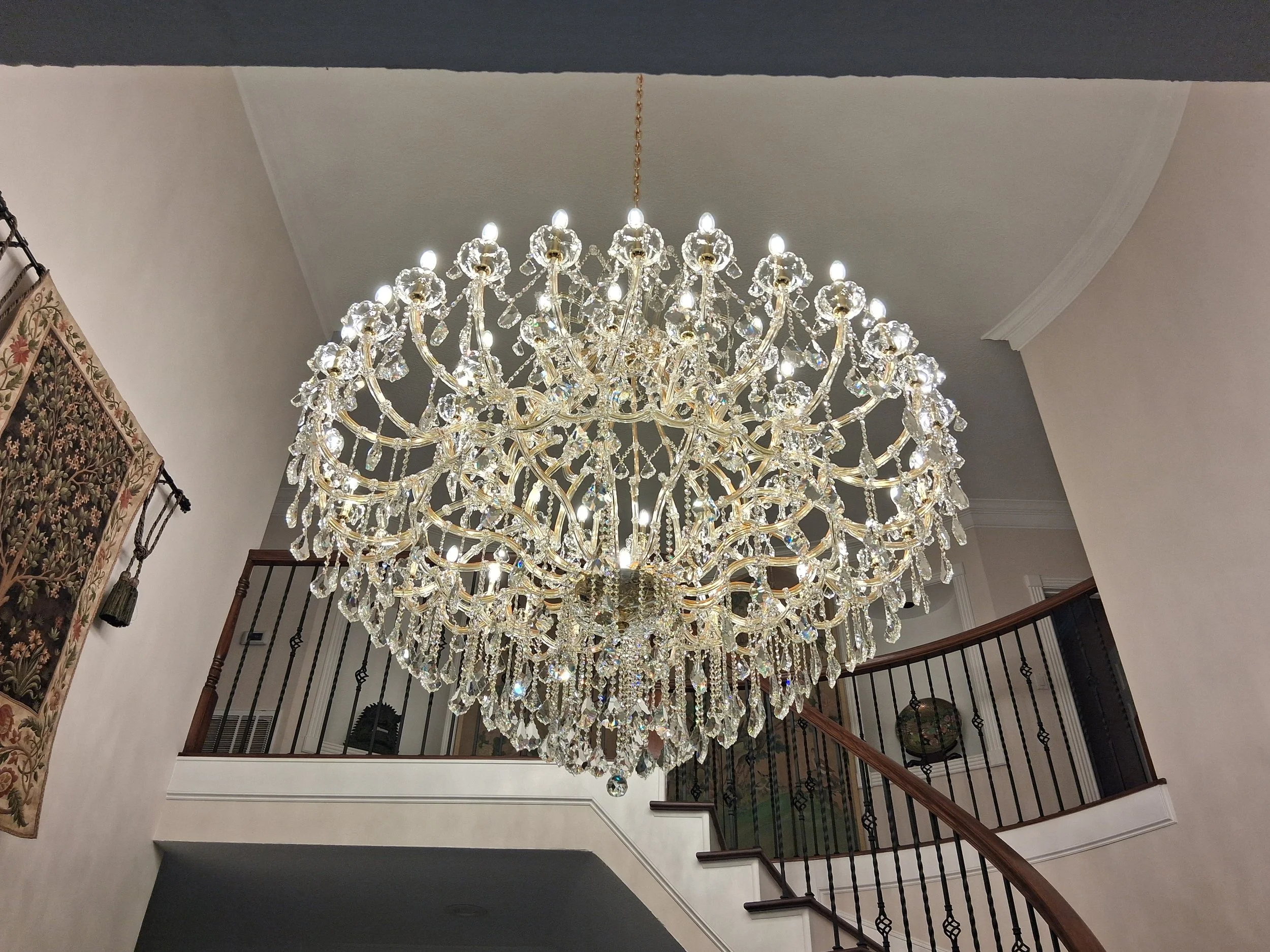 Crystal chandelier in foyer