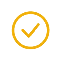 A yellow checkmark inside a yellow circle