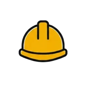 A yellow construction helmet with black outlines.