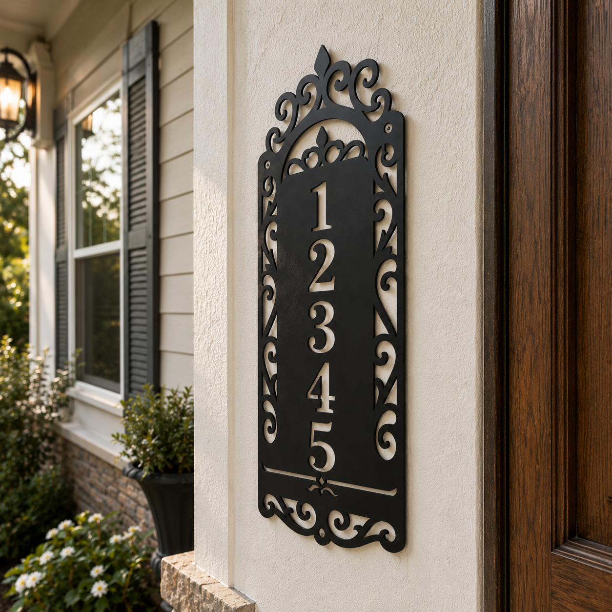 Custom Vertical Metal Address Sign