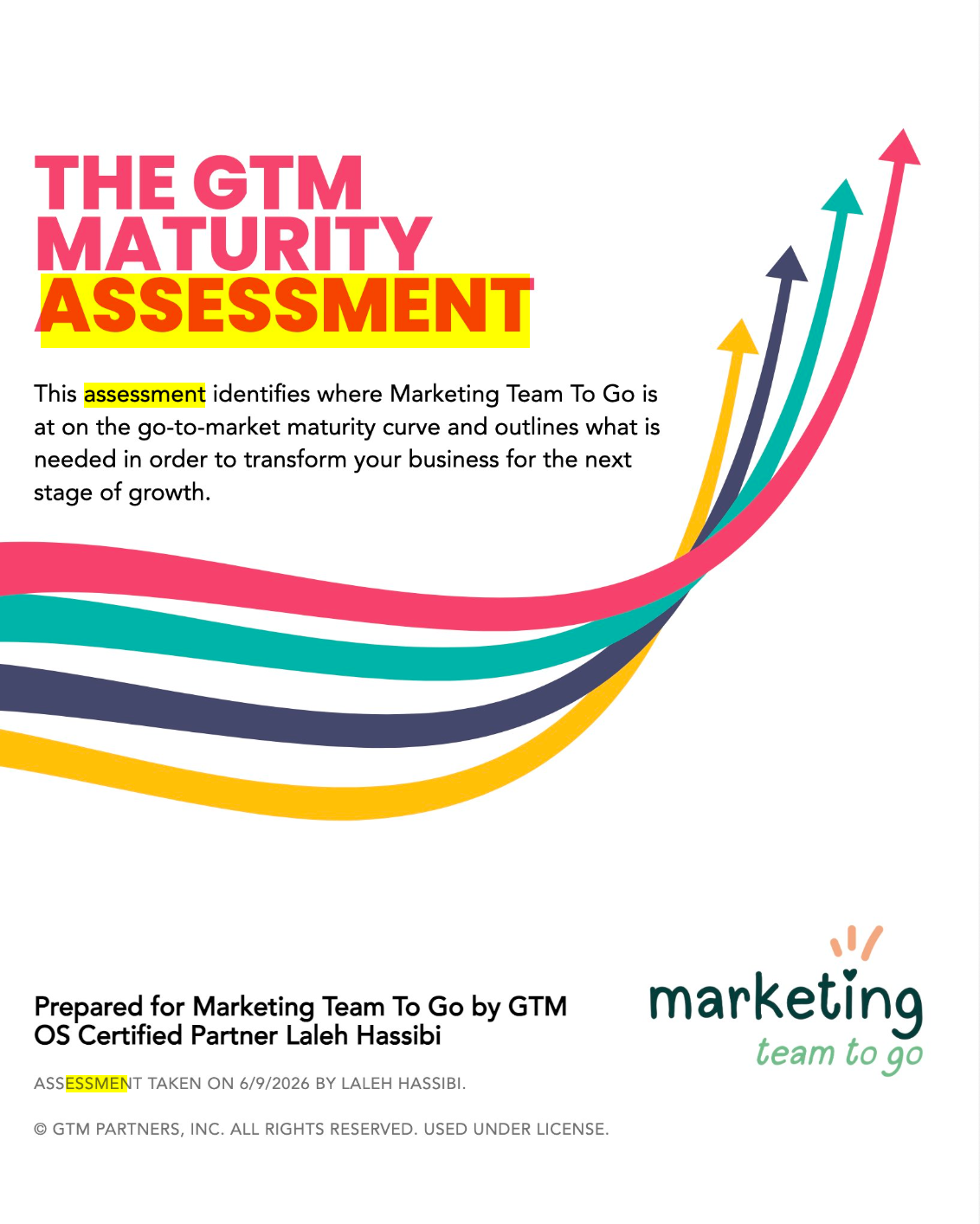 Cover image of the GTM Maturity Assessment by Marketing Team to Go and GTM Partners