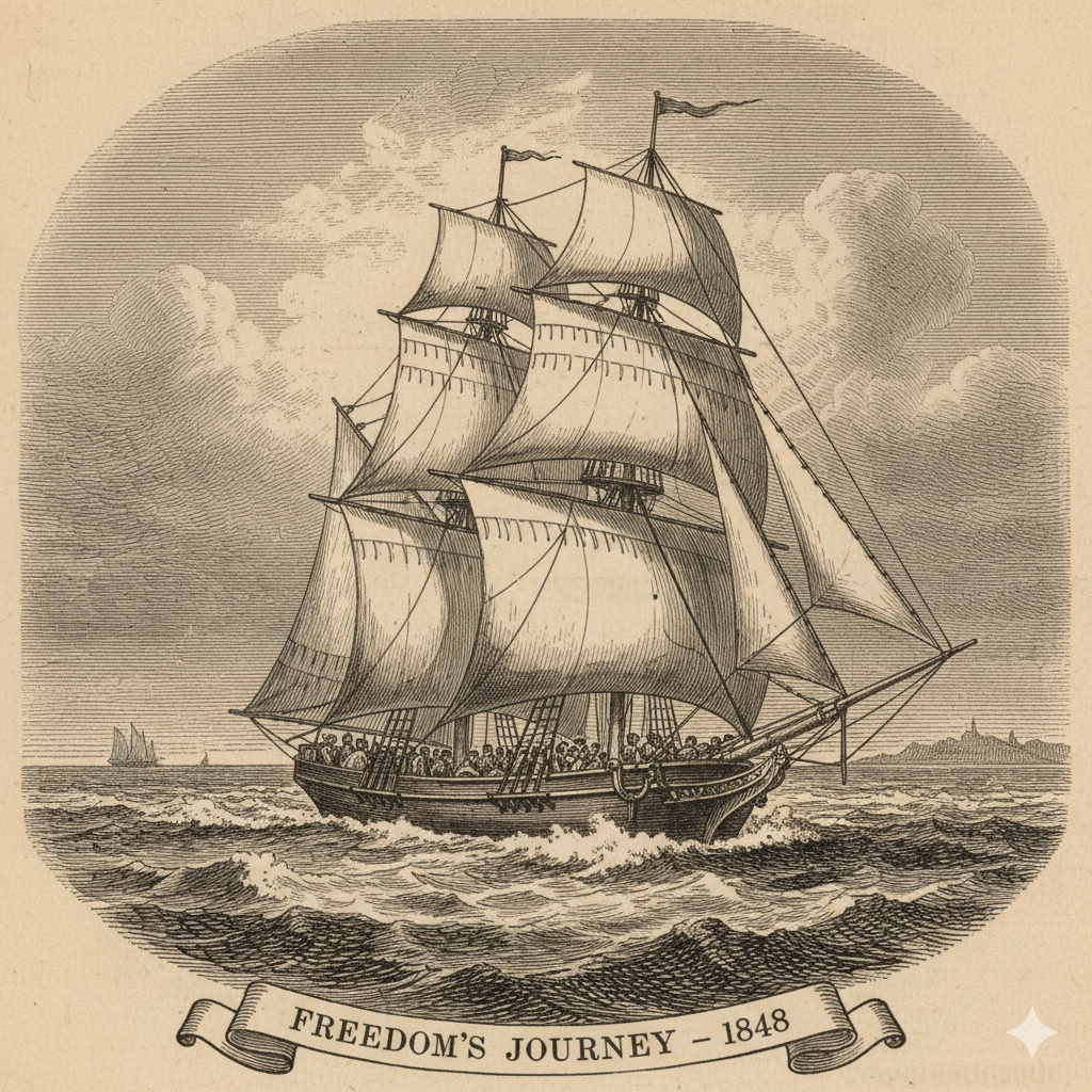 19th-century schooner similar to The Pearl, which carried 77 enslaved people attempting to escape in 1848.