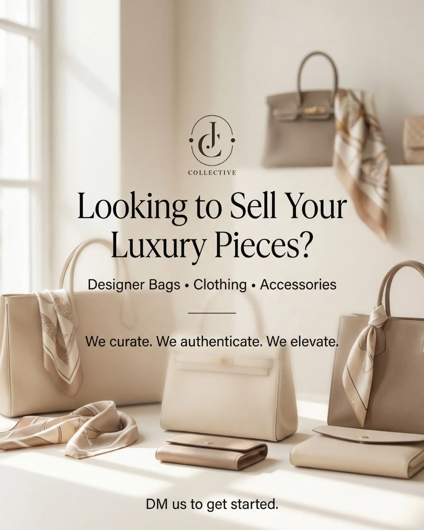 Your luxury deserves the right audience.

At JC Collective, we carefully curate designer bags, clothing, and accessories for women who appreciate timeless elegance and quality.

If you&rsquo;re ready to part with authentic luxury pieces, we handle ev