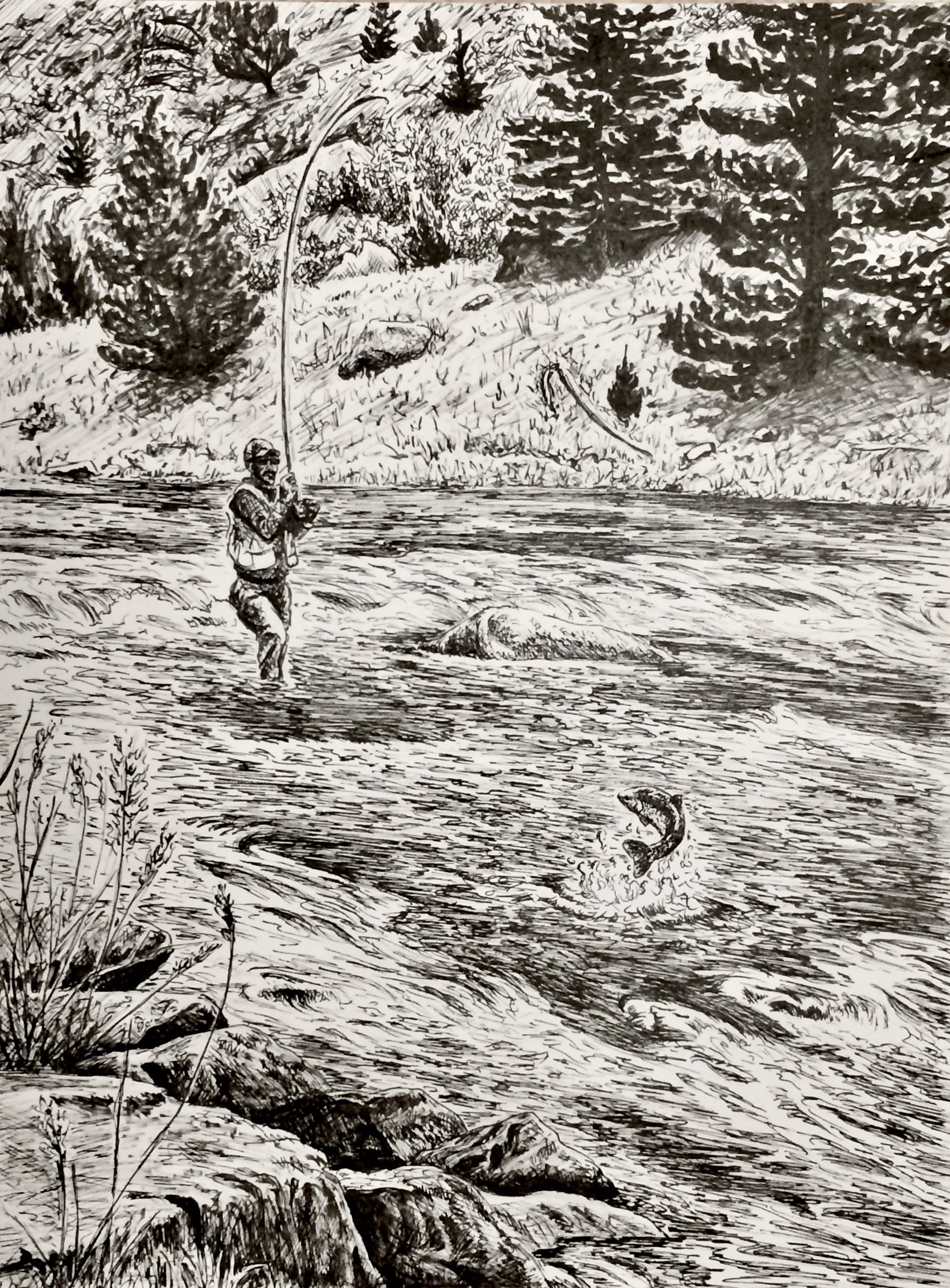 Fly Fisherman
(Pen and Ink), 9"x12"