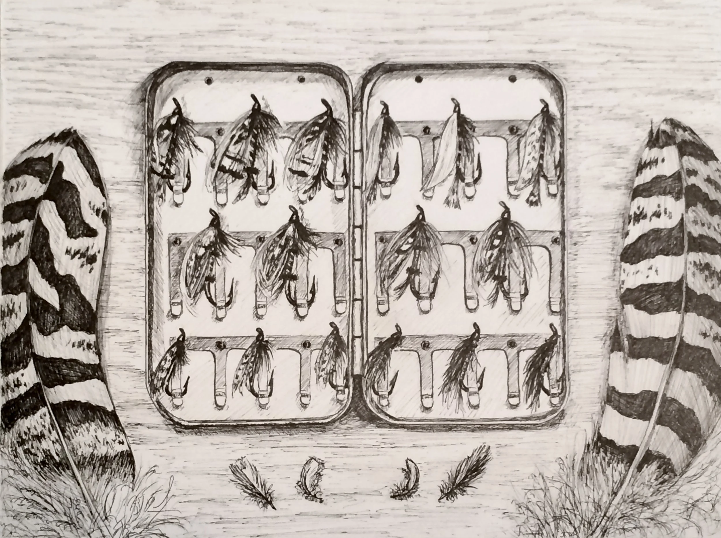 Salmon Flies
(Pen and Ink), 9"x12"