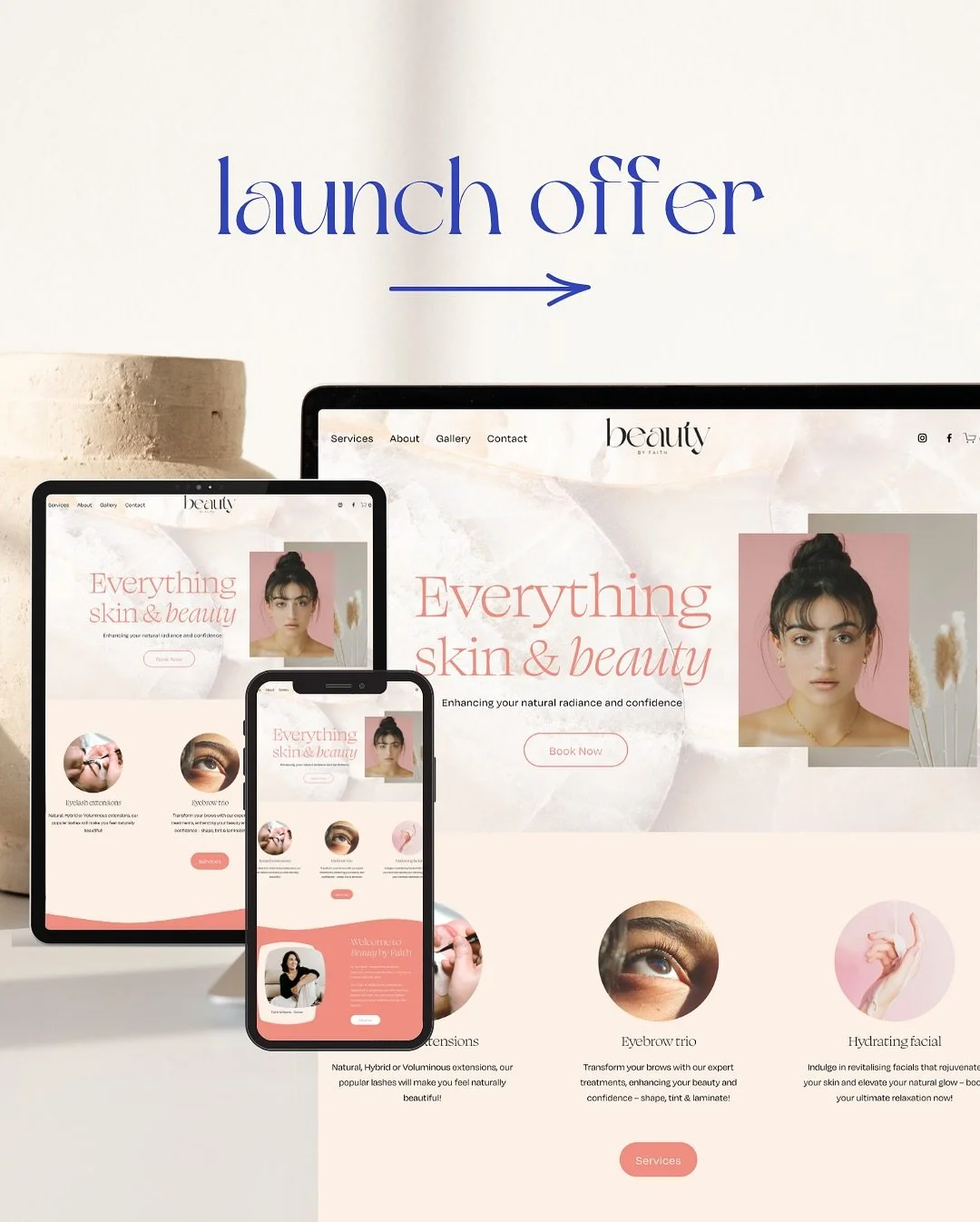 Your website, your way - the launch offer has dropped! 
Two packages designed for busy, goal-oriented business owners who are ready to show up online (without the stress ofc). 
A sleek one-page scroller or 5 page custom build - I’ve got you.