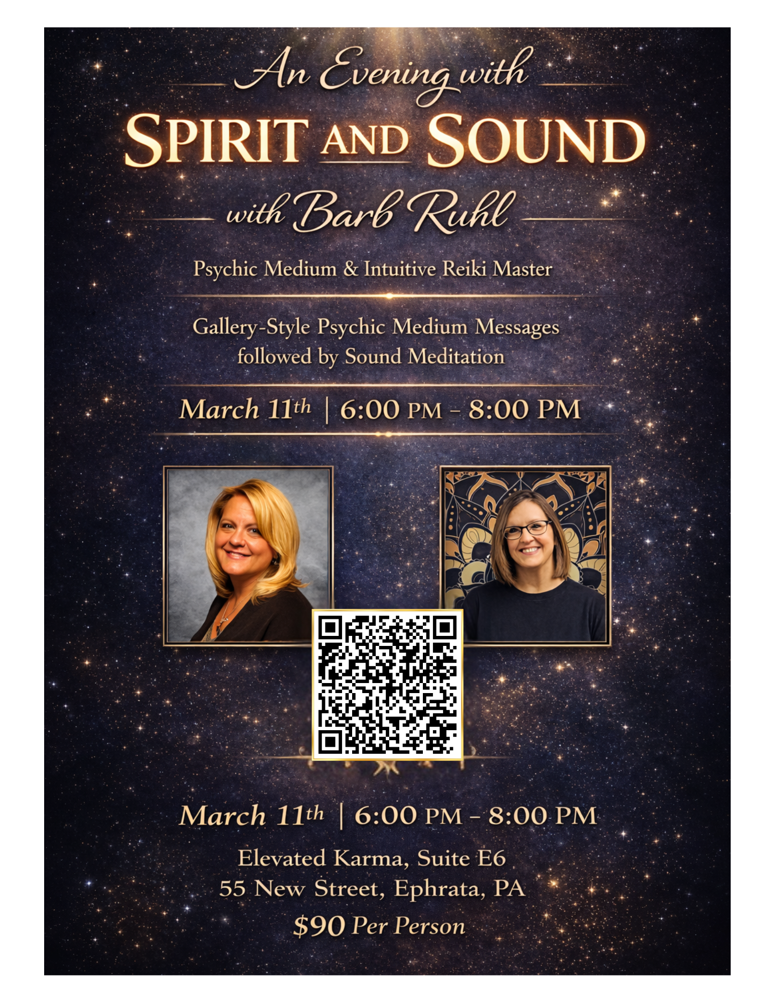 An Evening with Spirit & Sound March 11th 6pm -8pm