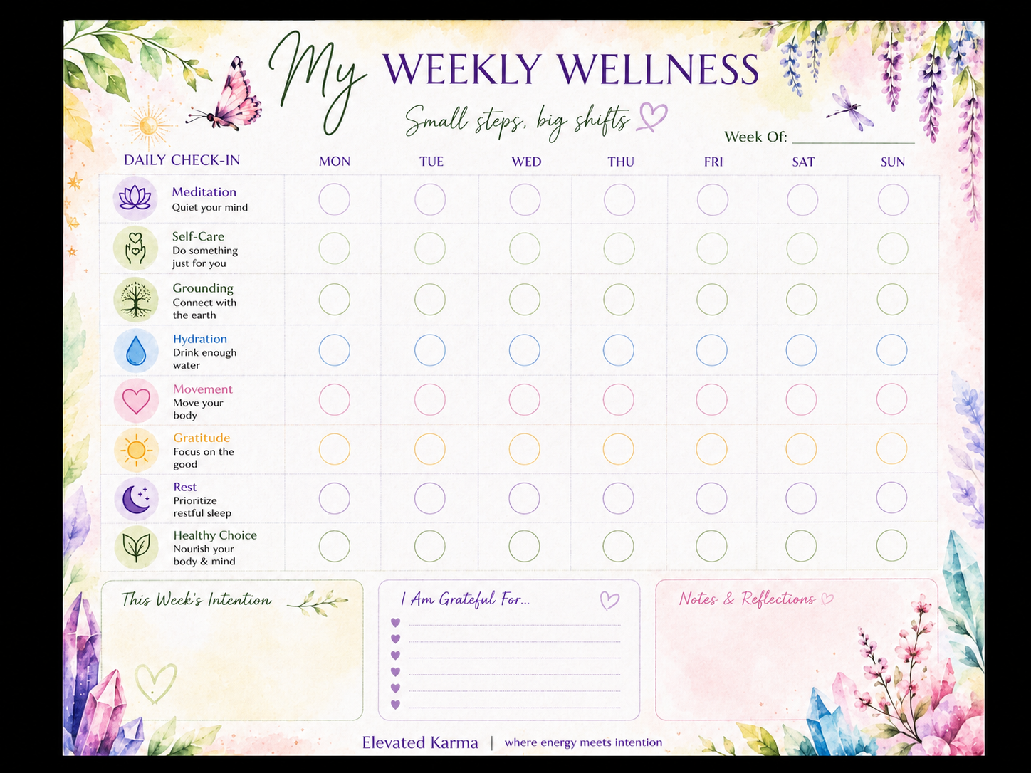 Magnetic Weekly Wellness Tracker