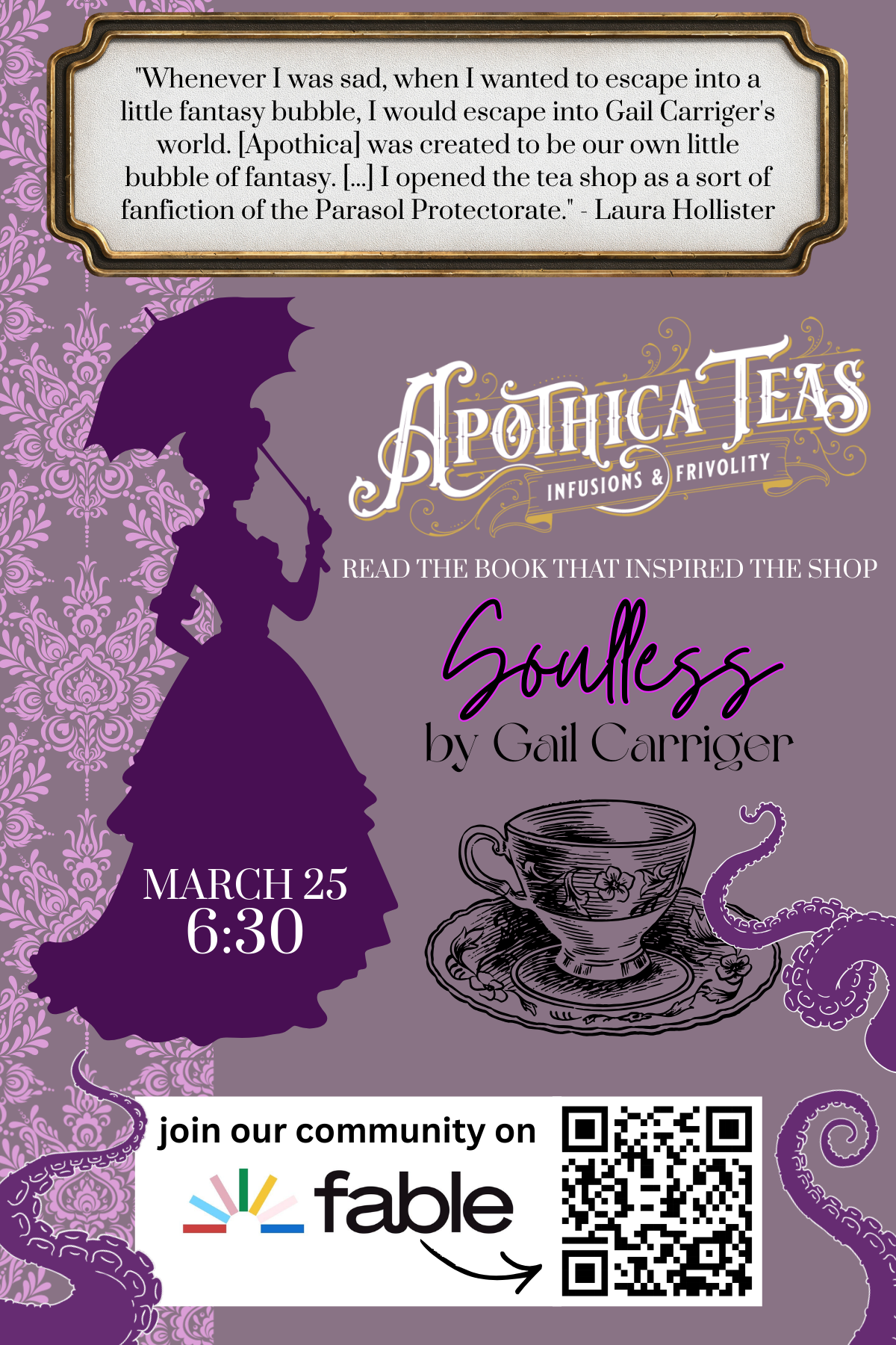 Apothica Book Club - Soulless (Parasol Protectorate series)