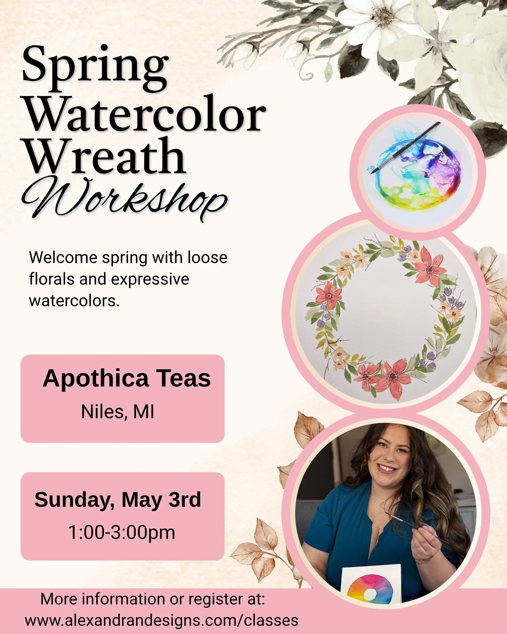 Spring Floral Watercolor Wreath Workshop