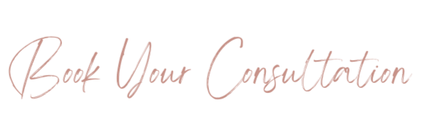 Text that says "Book Your Consultation" in pink cursive font on a black background.
