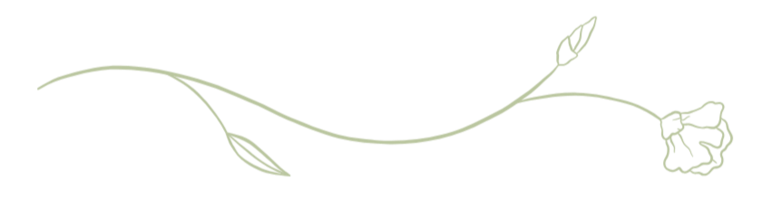 Line drawing of a flower with a stem, two leaves, and a bloom.