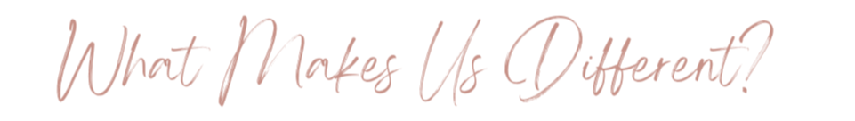 Text reading 'What Makes Us Different?' in pink cursive font on a white background.