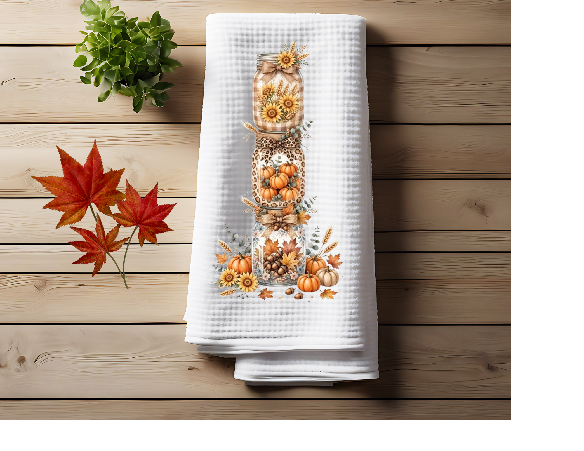 Fall Stacked Jar Kitchen Towel