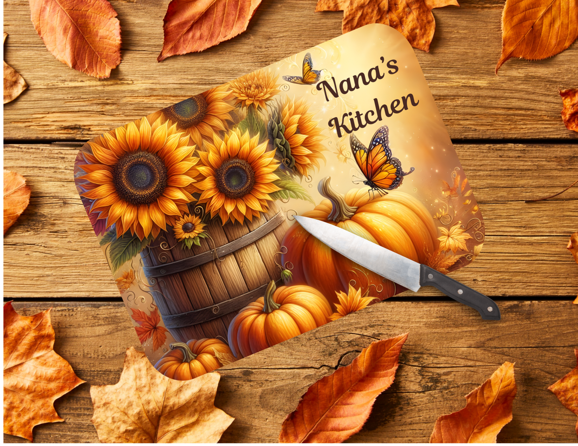 Fall Pumpkin Glass Cutting Board