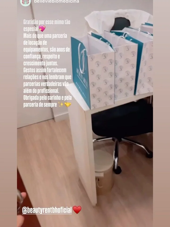 Nossos stories est&atilde;o repletos de mensagens que nos motivam todos os dias.
Voc&ecirc;s s&atilde;o o combust&iacute;vel da BeautyRent.
Cada detalhe foi preparado com muito carinho.
Em breve, vamos agradecer publicamente a cada cliente que confia