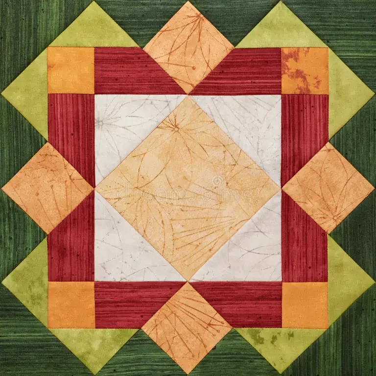 bright-orange-green-geometric-patchwork-block-pieces-fabrics-detail-quilt-bright-orange-green-geometric-patchwork-block-99644793.webp