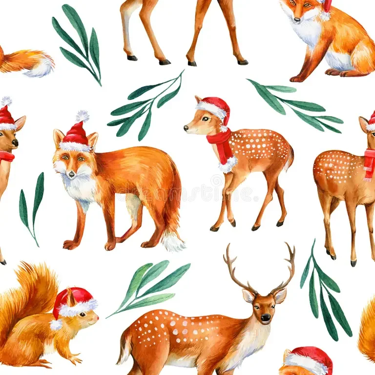 cute-winter-animal-seamless-pattern-christmas-background-fox-squirrel-deer-digital-paper-high-quality-illustration-233680206.webp