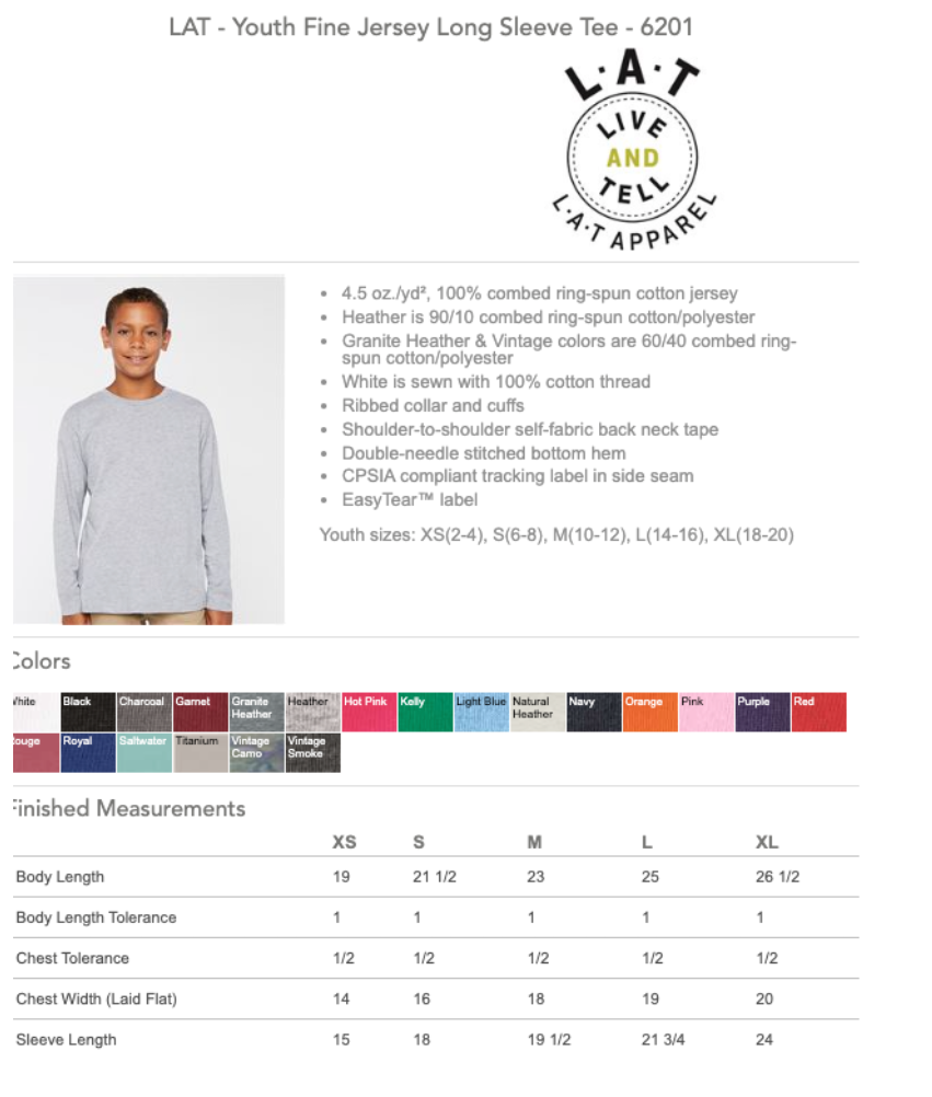Lion Tee - Long Sleeve.Short Sleeve Spec Sheet Youth.png
