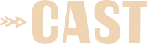 Close-up of a beige sign with the word 'CAST' in bold letters