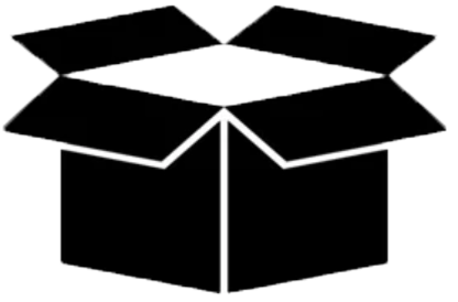 Open black cardboard box with white interior.