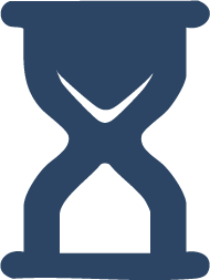 Icon of an hourglass with sand inside, symbolizing blood clot.