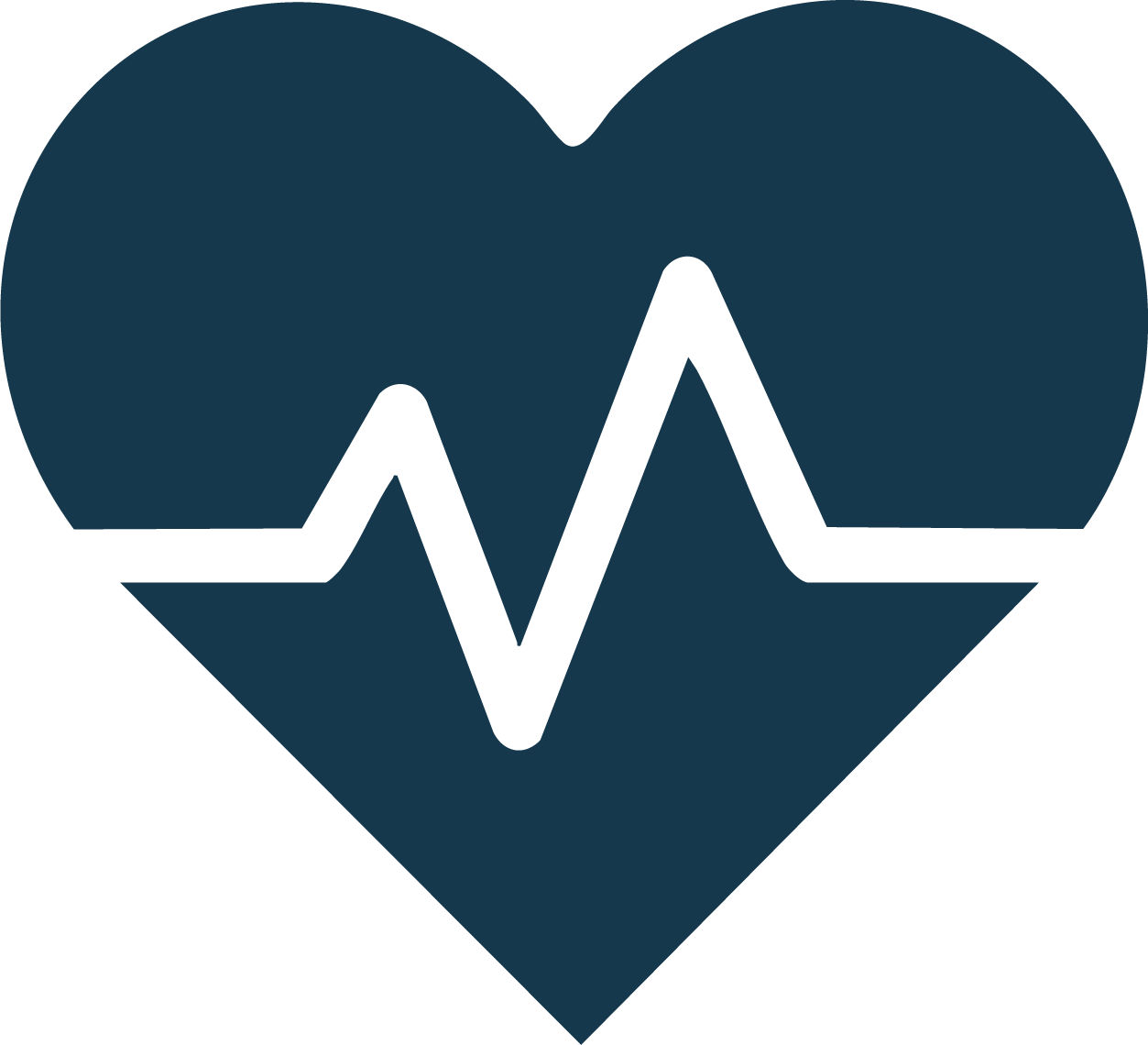 A heart shape with a heartbeat line inside it, symbolizing health and medical care.