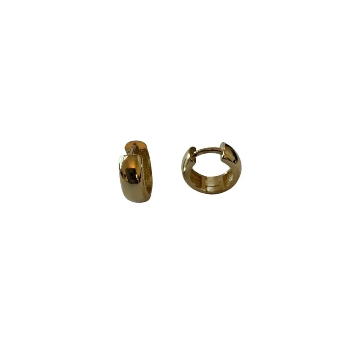 Solene | Bold Round Huggie Earrings in 9ct gold, rounded hoop inspired by celestial sun forms, from Signature Vintage.