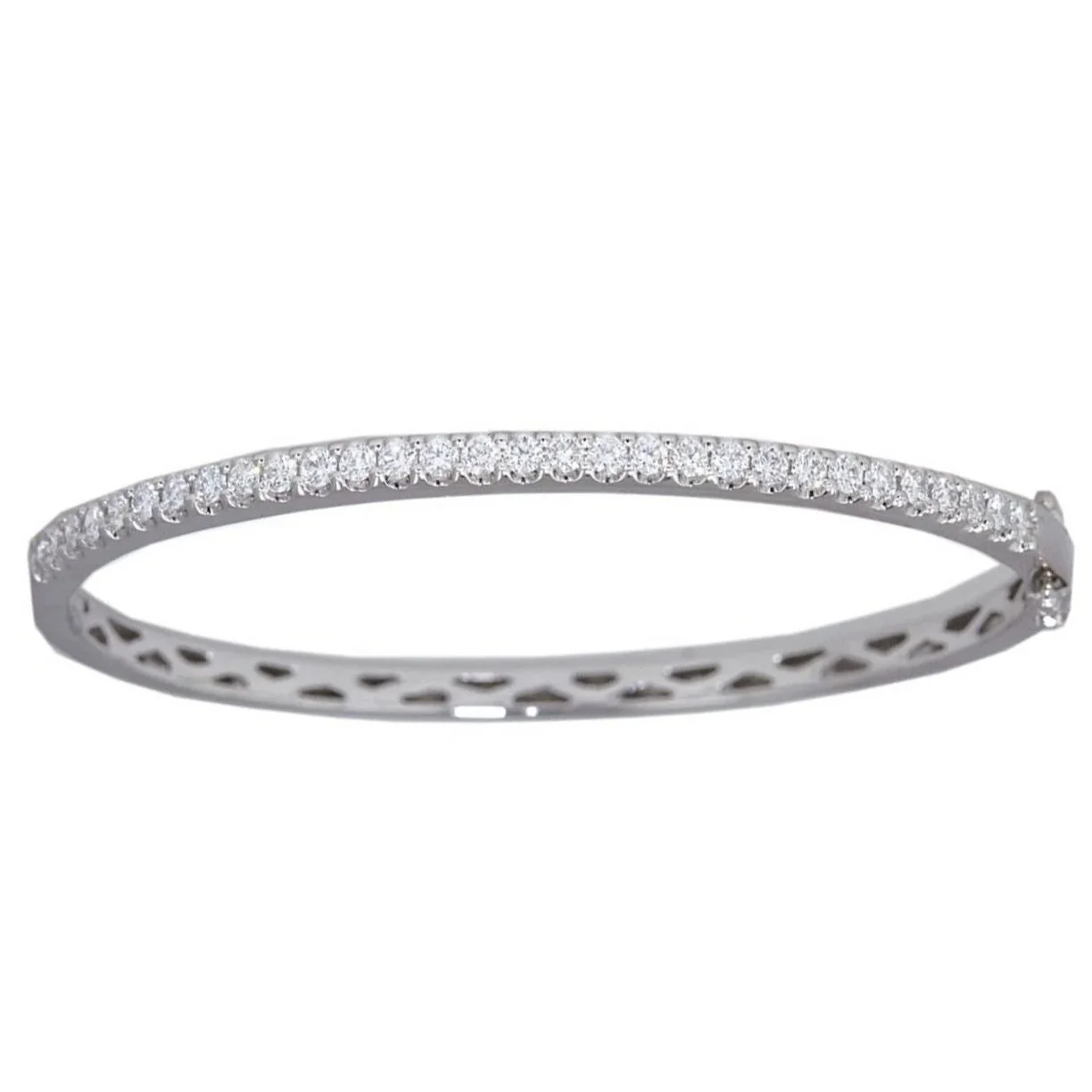 Carrie Diamond Tennis Bangle in solid 9ct white gold with 1ct of brilliant-cut lab-grown diamonds, showcasing a sleek hinged design from The Signature Edit by Signature Vintage.