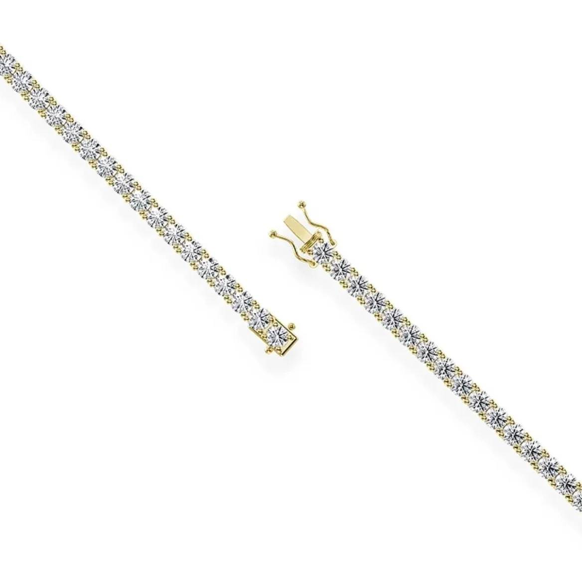 lorena tennis necklace in 14k gold with round brilliant lab grown diamonds and four prong setting from the signature vintage collection