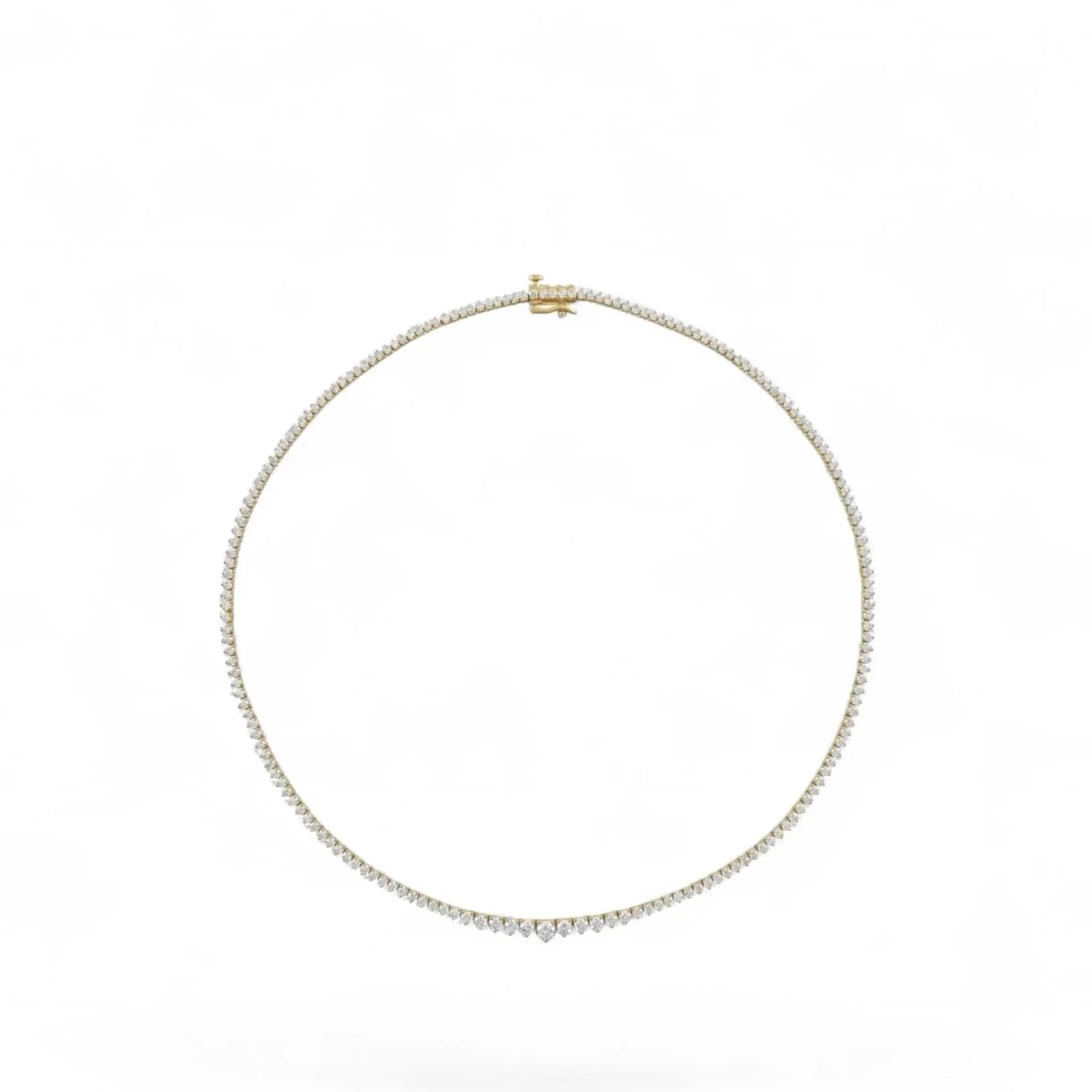 Isola graduated diamond tennis necklace in 14ct gold, featuring hand-selected lab-grown diamonds in a fluid silhouette — modern, sculptural, and refined.