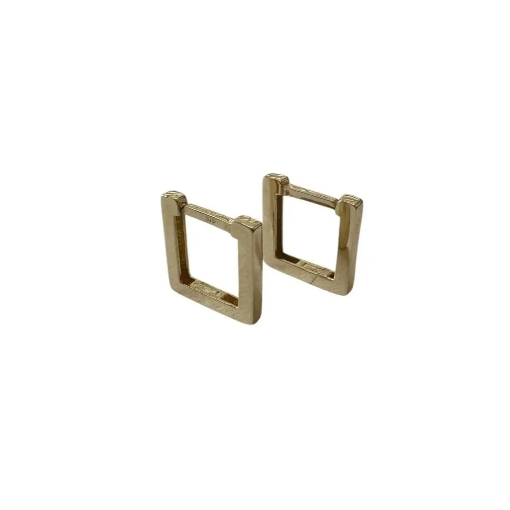 Lido | Petite Square Huggie Earrings in 9ct gold, petite silhouette inspired by Venetian Riviera