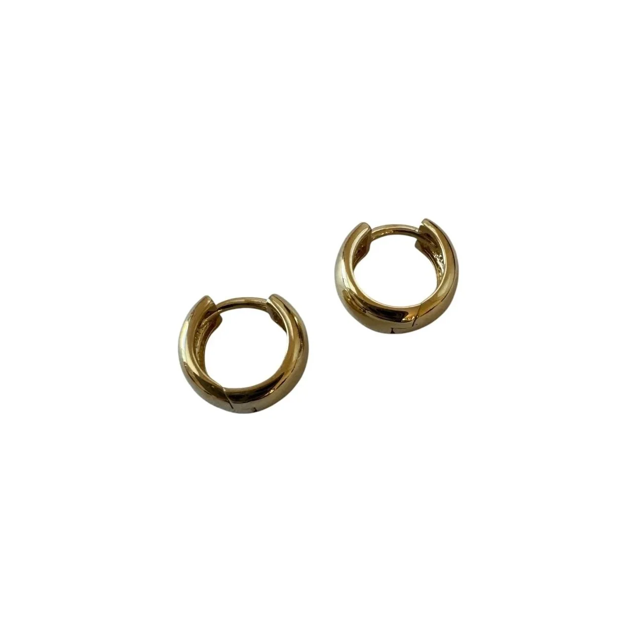 Solene | Bold Round Huggie Earrings in 9ct gold, rounded hoop inspired by celestial sun forms, from Signature Vintage.
