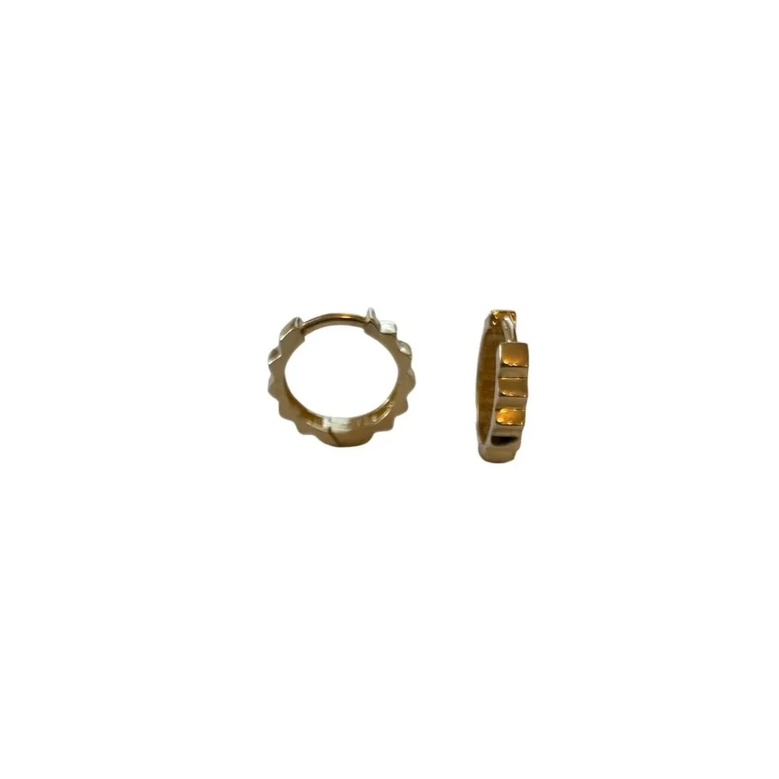 Rio | Stepped Textured Huggie Earrings in 9ct gold, stepped design inspired by 1970s rhythm, from Signature Vintage.