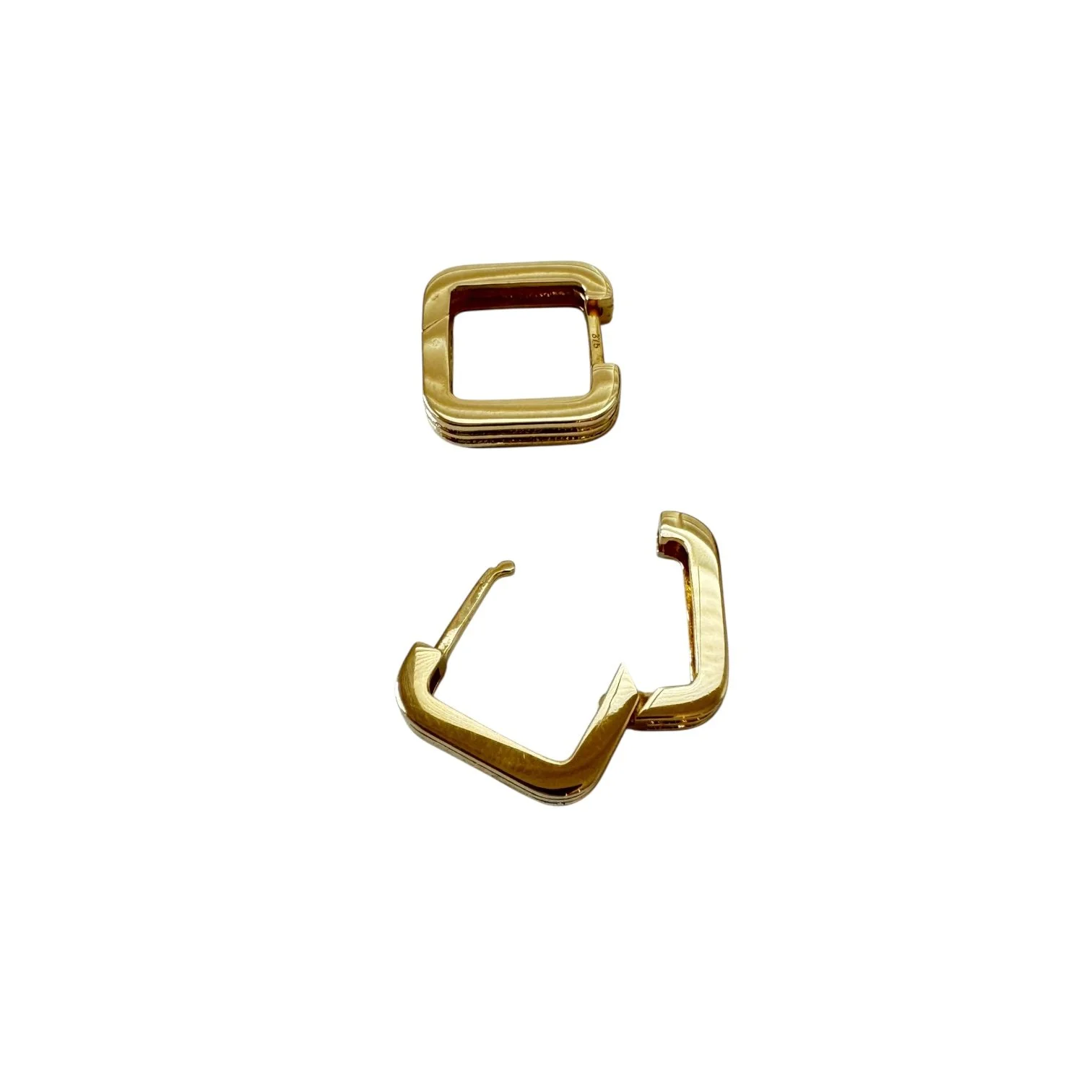 Roma | Classic Square Huggie Earrings in 9ct gold, refined square-edge silhouette inspired by Roman architecture, from Signature Vintage.