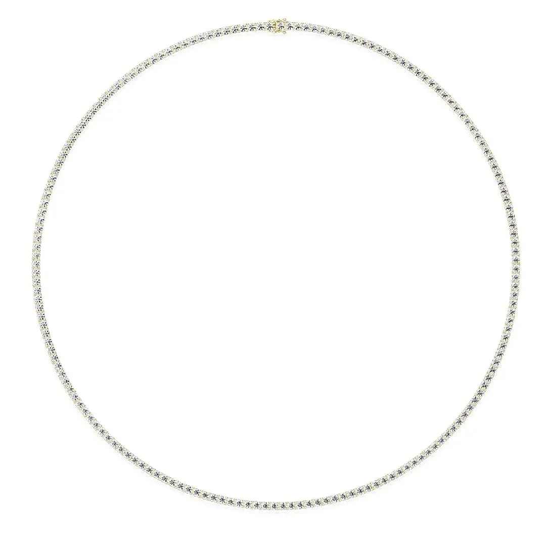 lorena tennis necklace in 14k gold with round brilliant lab grown diamonds and four prong setting from the signature vintage collection