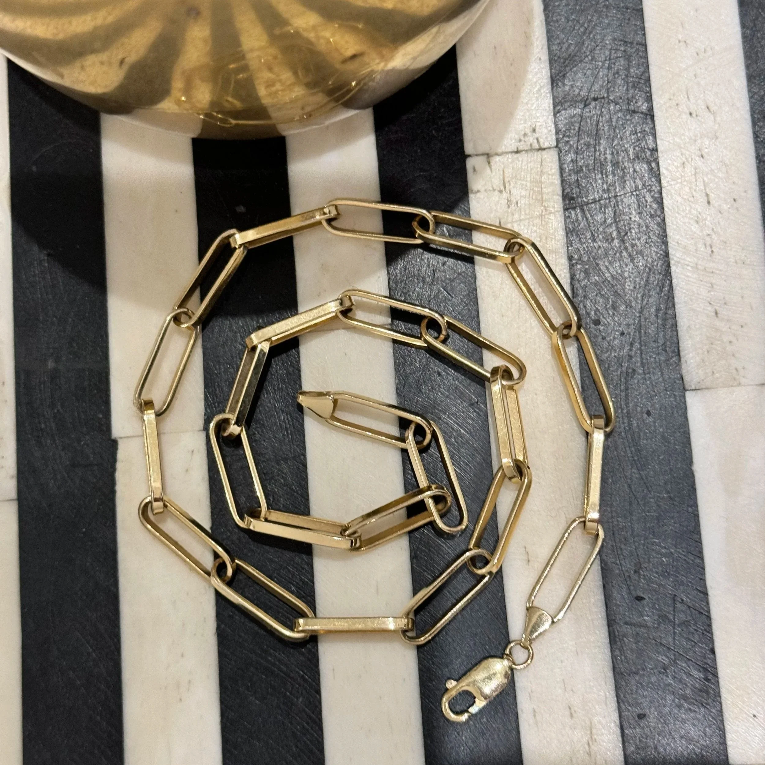 Panama paperclip chain necklace in 9ct silver-filled gold with elongated links – The Signature Edit – Signature Vintage