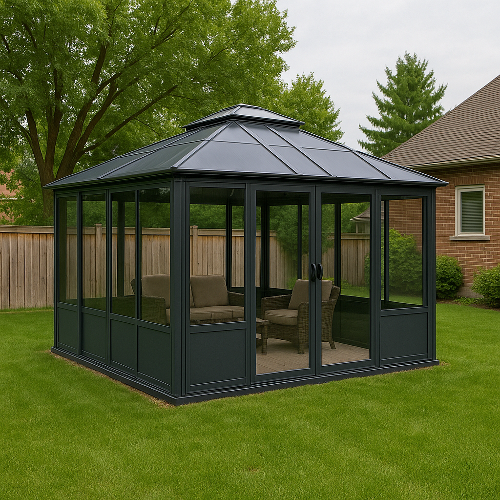 Professional gazebo assembly in Toronto by 6IX Assembly team in backyard setting