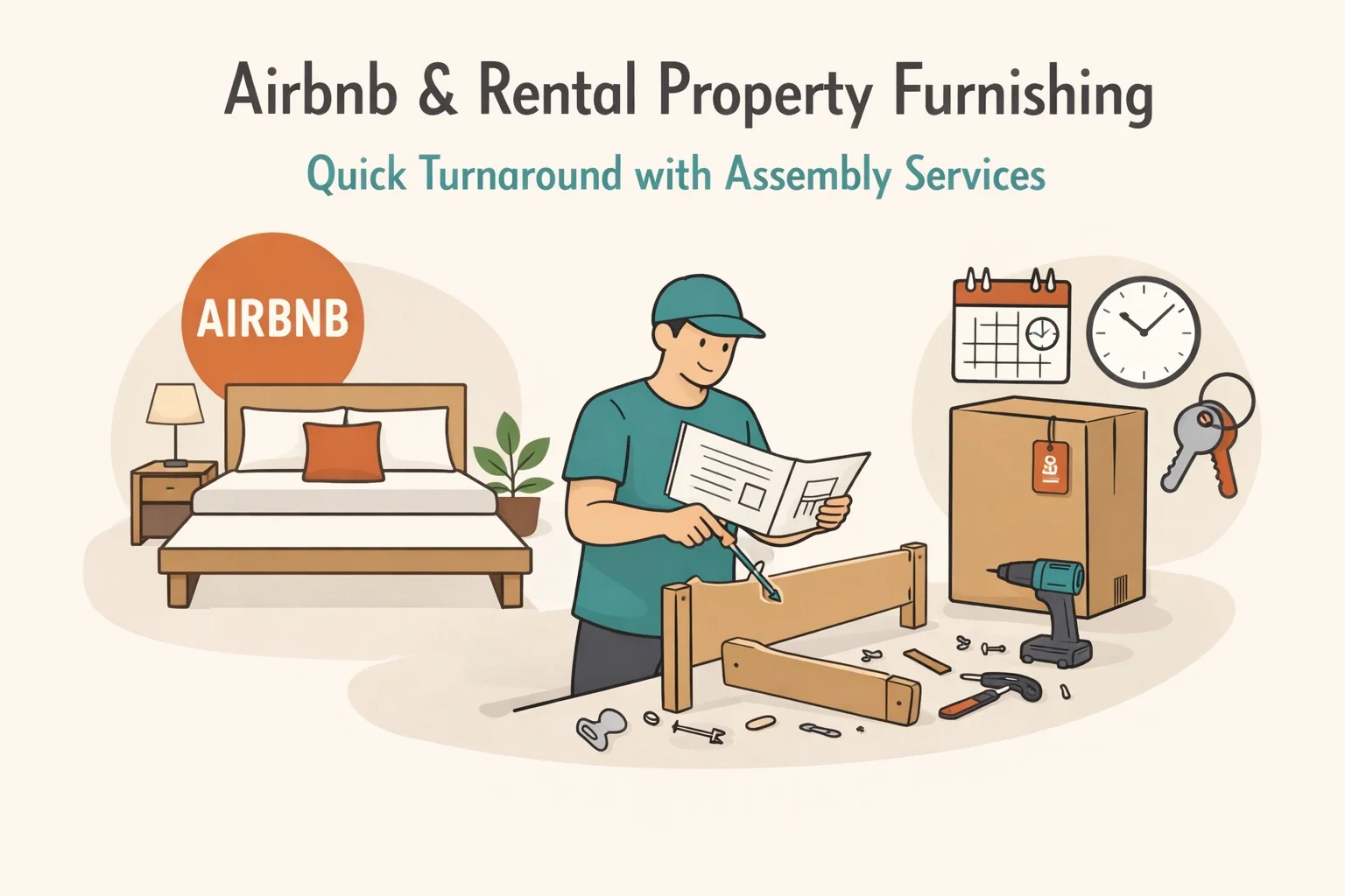 Airbnb rental property being furnished with fast professional furniture assembly in Toronto