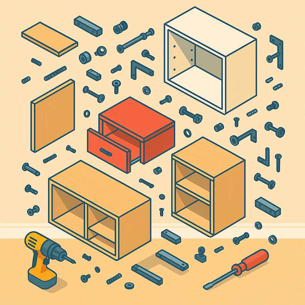 Modular furniture wall system being professionally assembled in Toronto