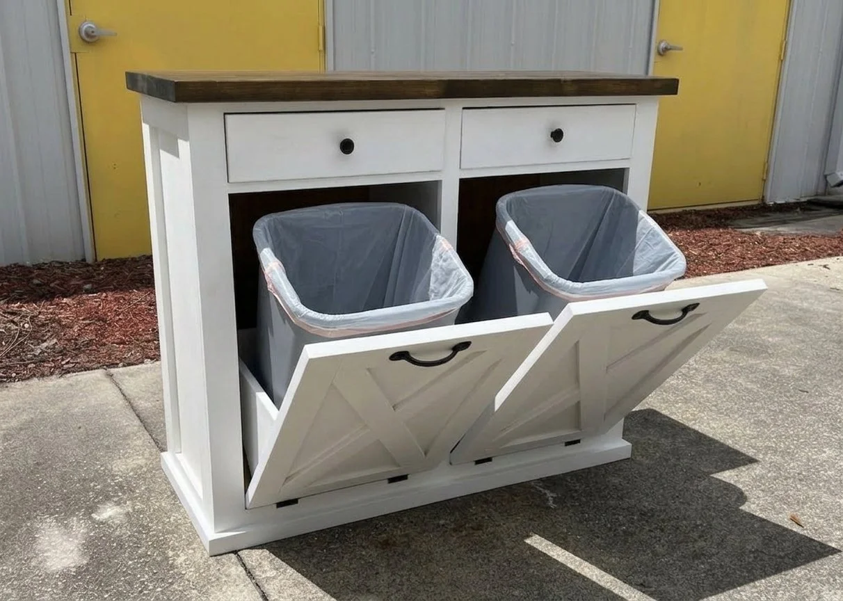 Farmhouse Dual Trash & Recycle Bin
