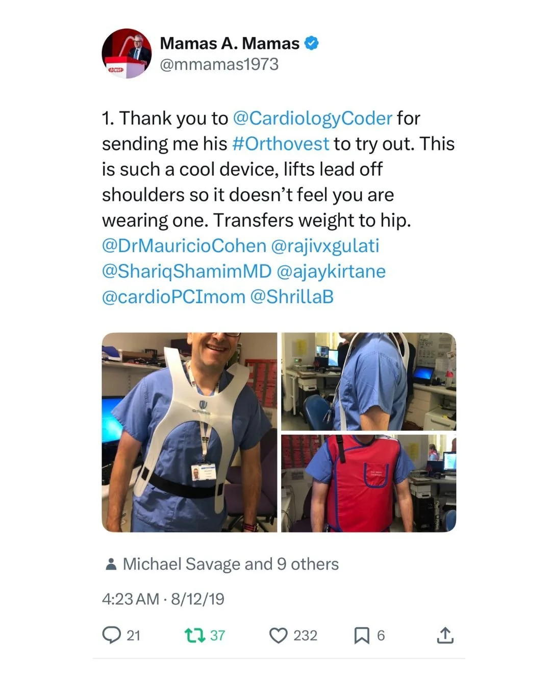 Post on X by physician praising OrthoVest