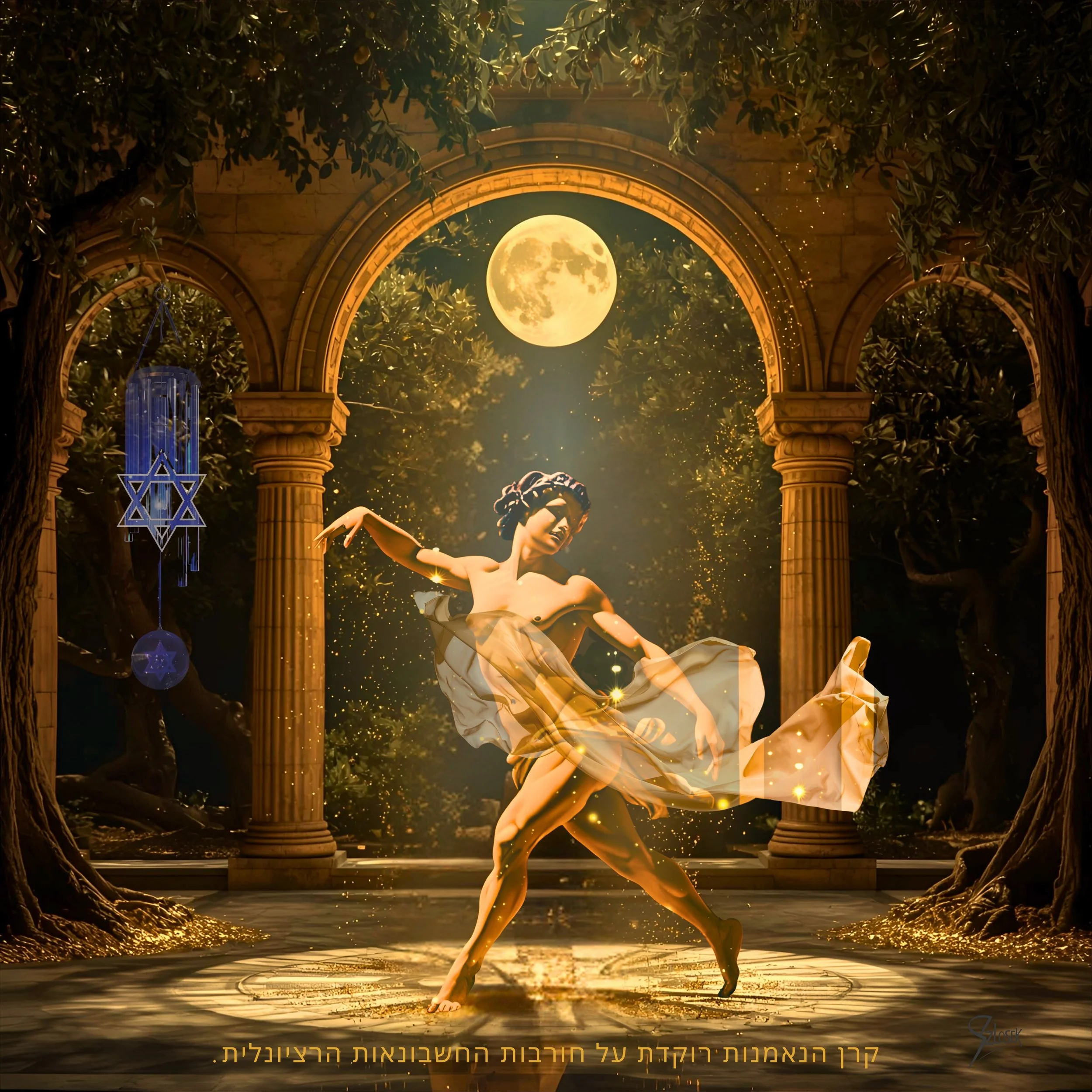 Lingua Lux Series I — Hebrew — Faun, 2025 by Sonja Szlosek — Collector Print Edition – Fine Art Giclée Print 40 × 40 cm