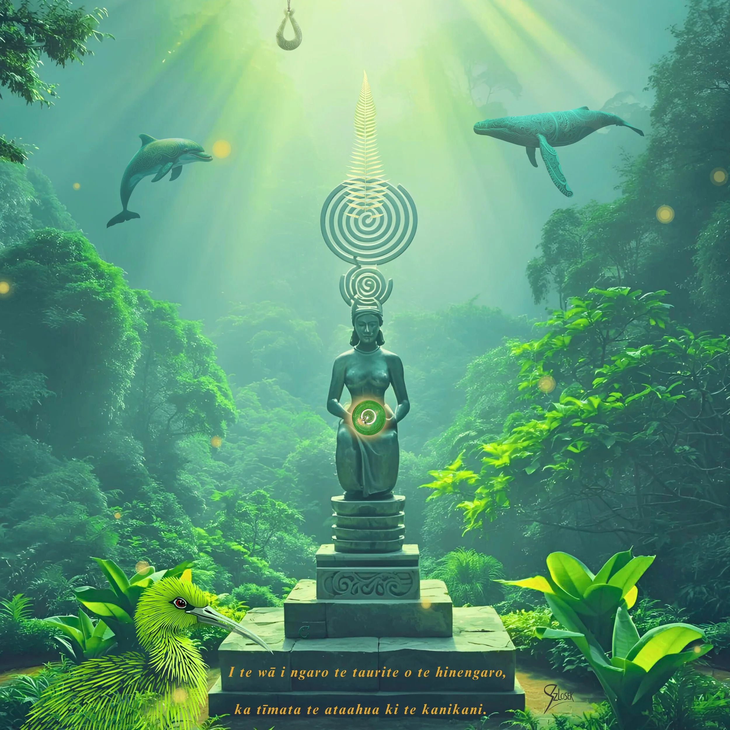 Lingua Lux Series I — Māori — Diptych (Venus & Faun) by Sonja Szlosek — Collector Print Edition  — Fine Art Giclée Print — Two works — 40 × 40 cm each (Displayed together as a diptych)