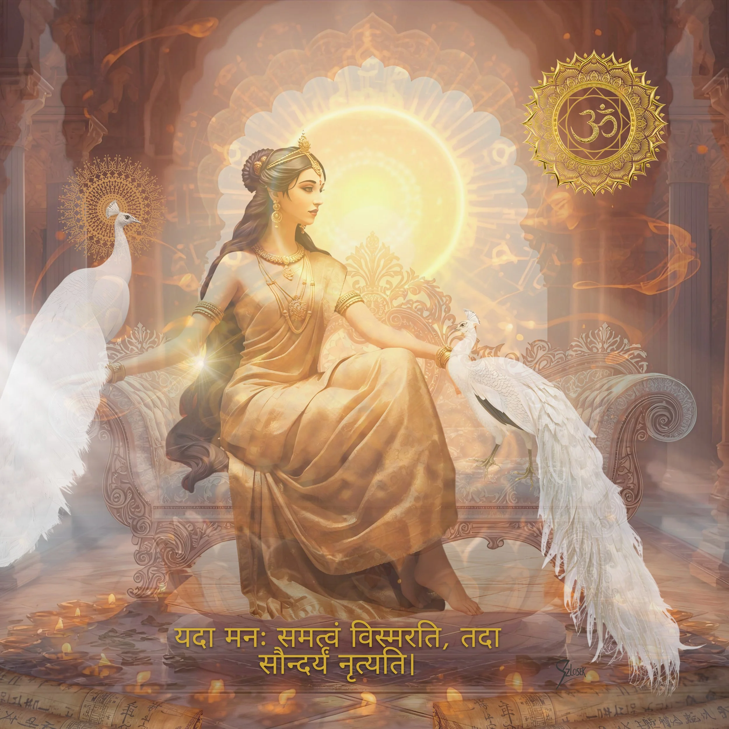 Lingua Lux Series I — Sanskrit — Diptych (Venus & Faun) by Sonja Szlosek — Collector Print Edition  — Fine Art Giclée Print — Two works — 40 × 40 cm each (Displayed together as a diptych)