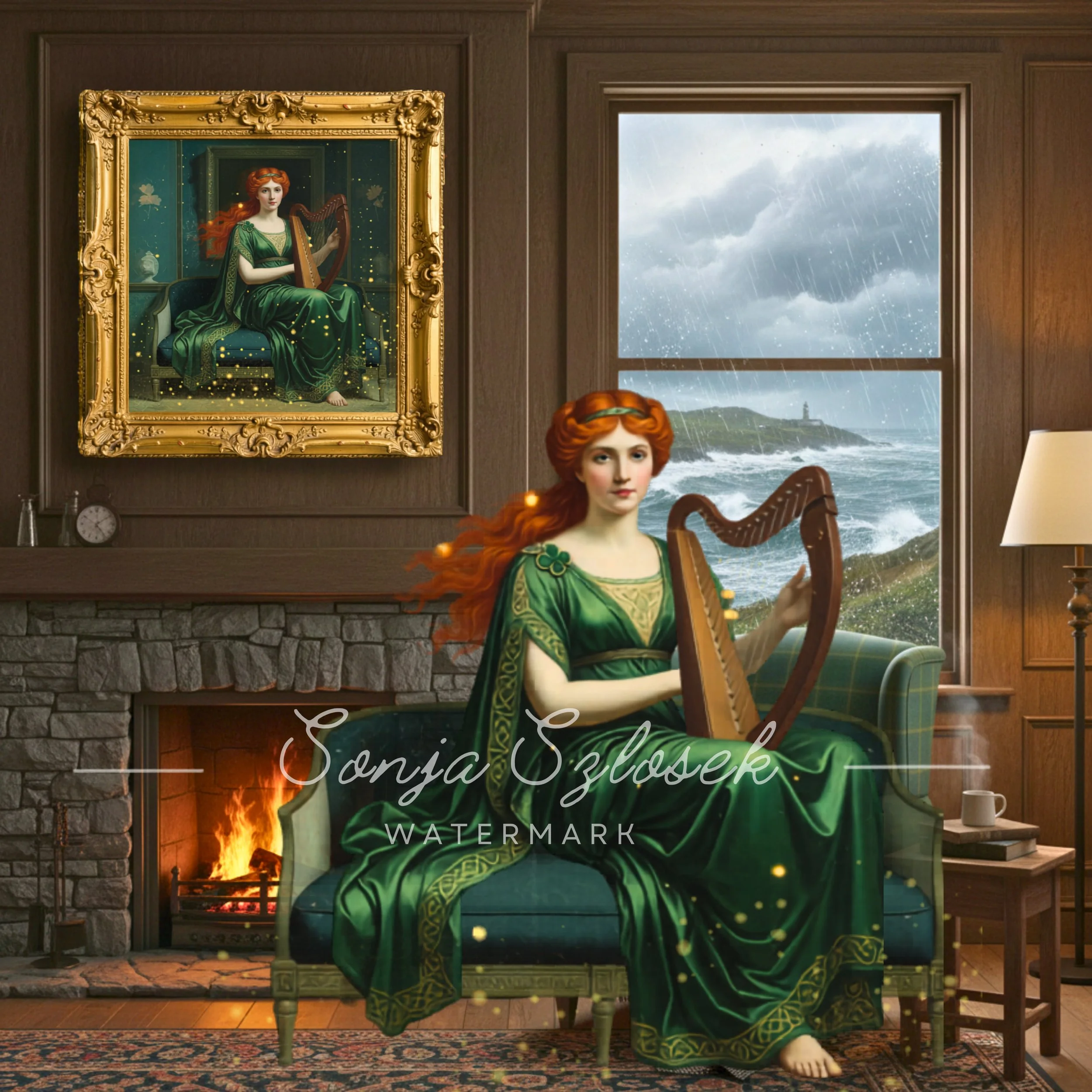 Lingua Lux – Irish Muse: The Quiet Within the Storm, 2026 by Sonja Szlosek — Collector Print Edition – Fine Art Giclée Print 40 × 40 cm