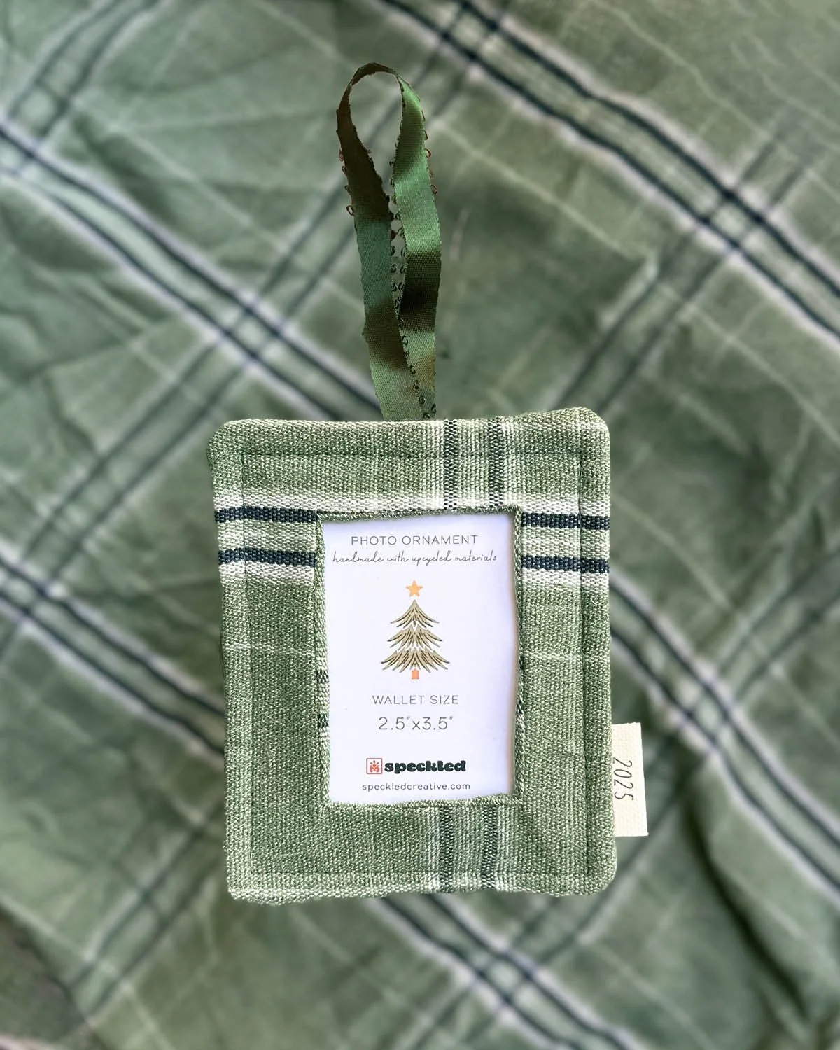 Green Plaid Handmade Christmas Ornament