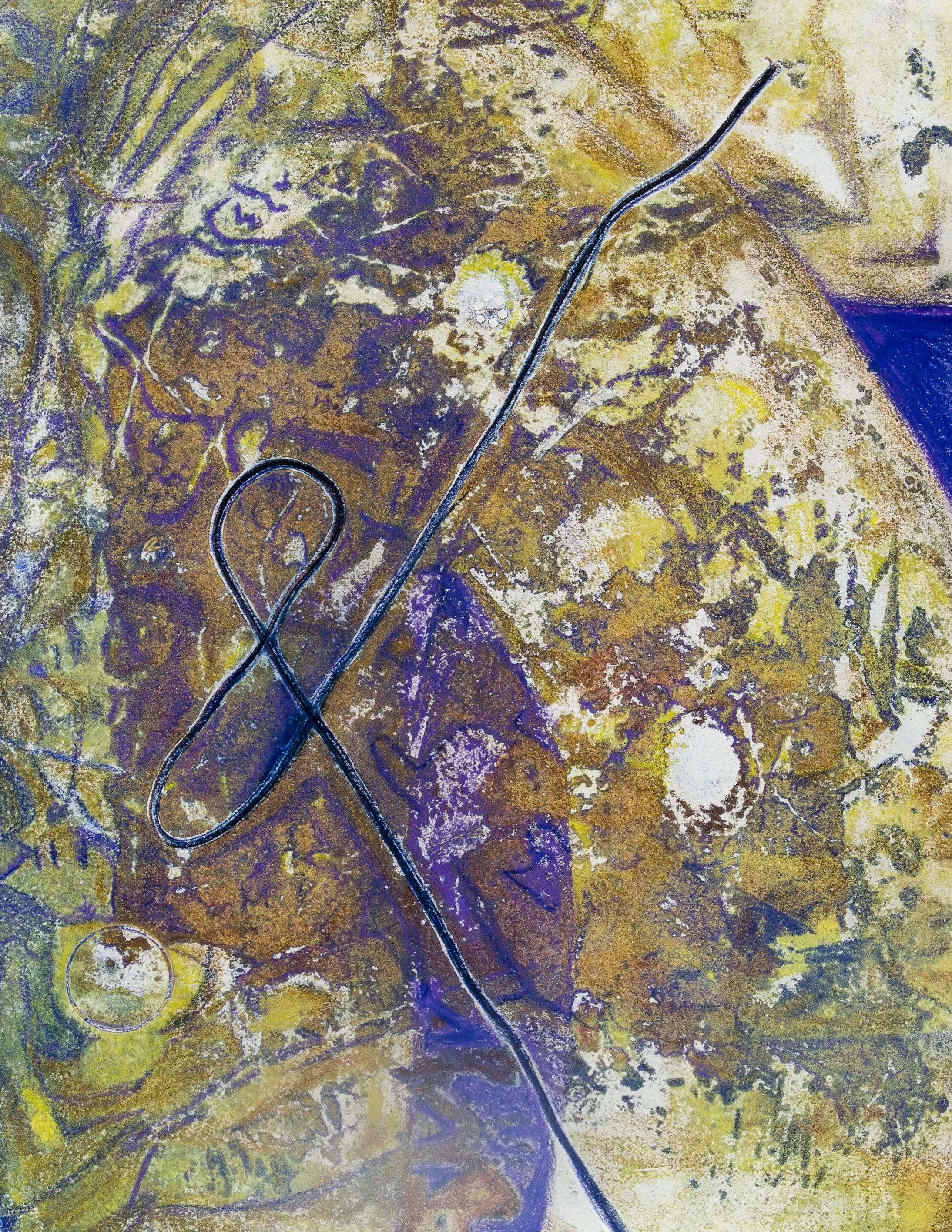 Yellow and purpled printmaking mono print