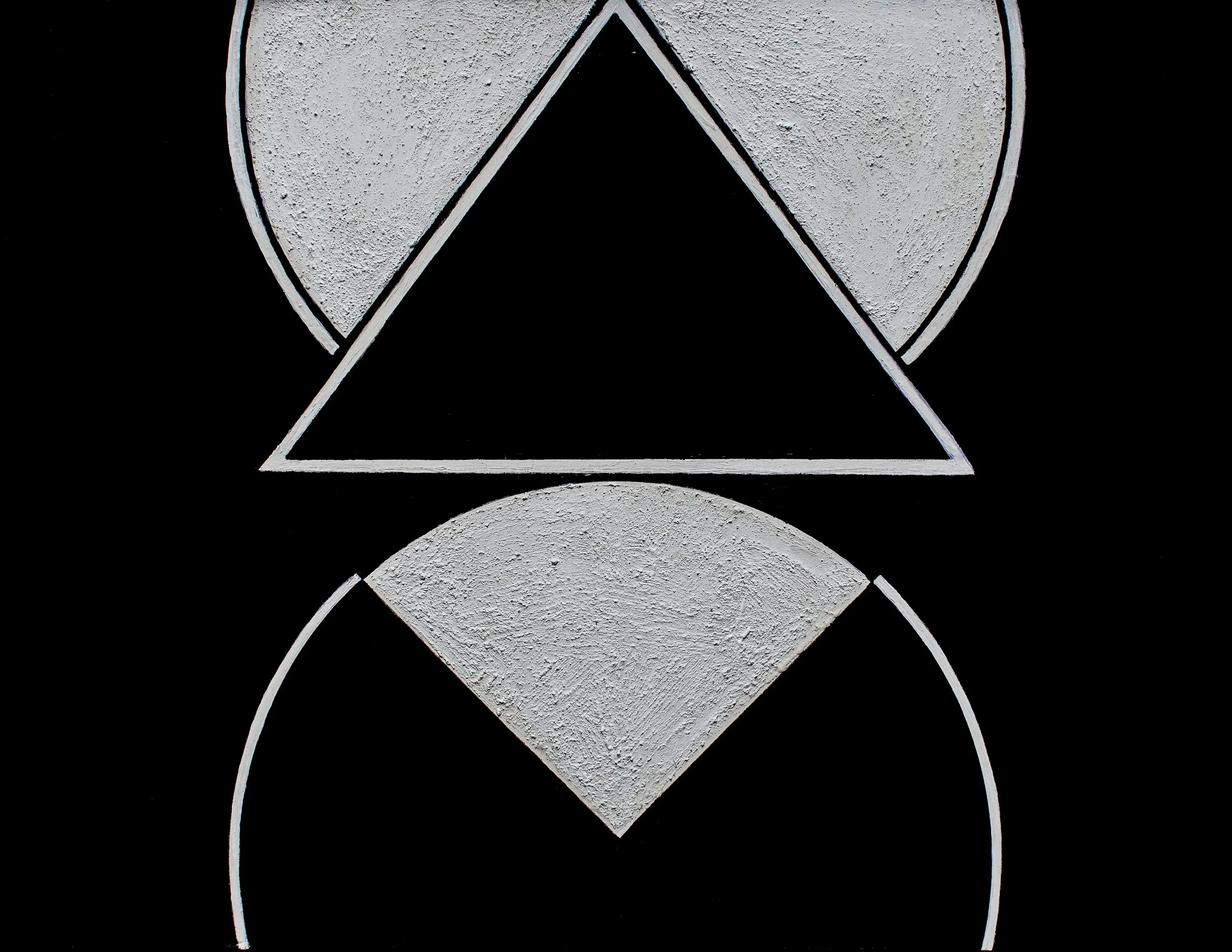 Black and white textured circles and squares